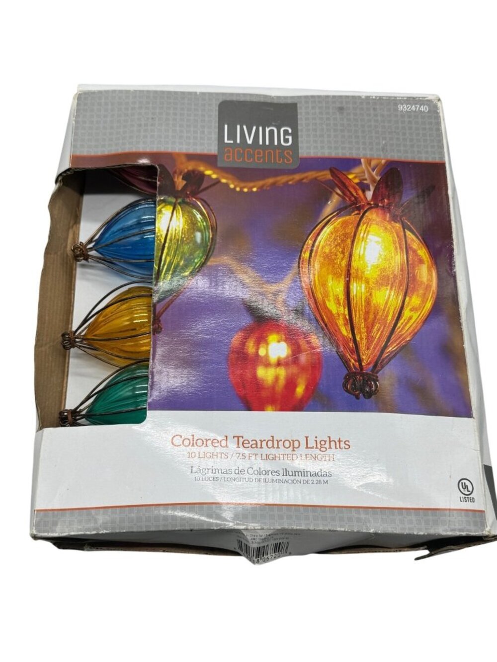 Colored Teardrop Lights By Living Accents 10 Lights 7.5 Ft Lighted Length READ